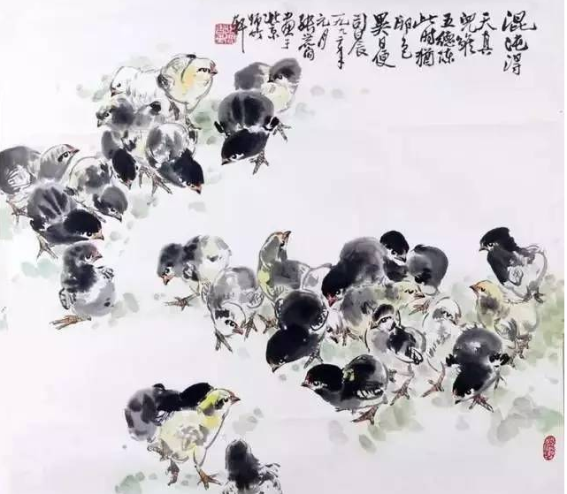 中国名家画小鸡
