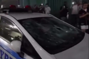 狂欢开启！纽约街头球迷庆祝，警车玻璃遭破坏 警察维持秩序