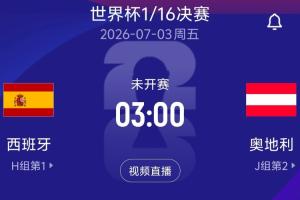1/16决赛：西班牙对阵奥地利！7月3日北京时间3:00开赛