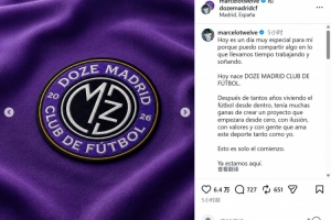 马塞洛宣布成立足球俱乐部Doze Madrid,命名灵感来自皇马球衣号码